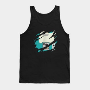 Ripped Electric Guitar T-Style Teal Color Tank Top